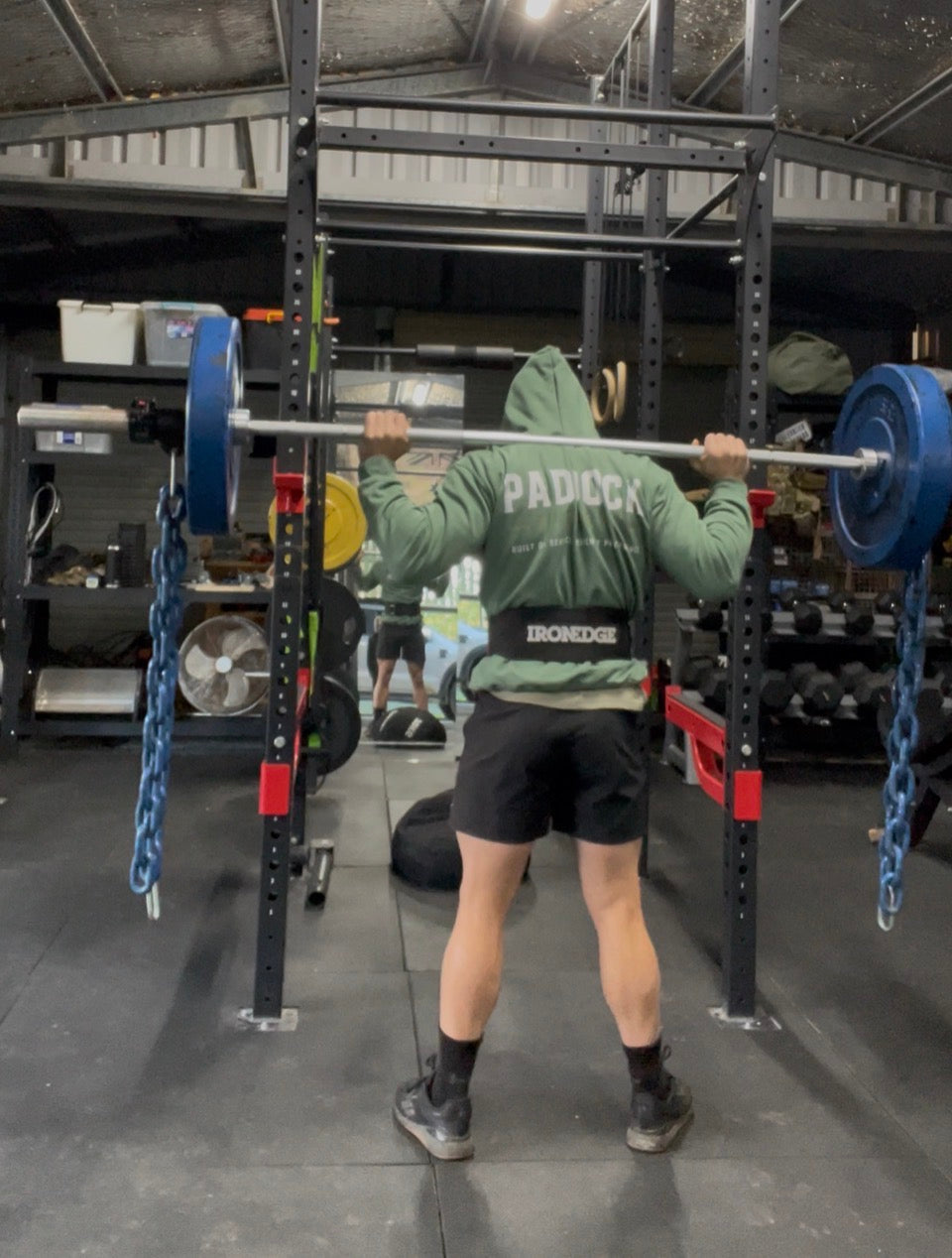 Paddock Fitness adult hoodie worn during strength training